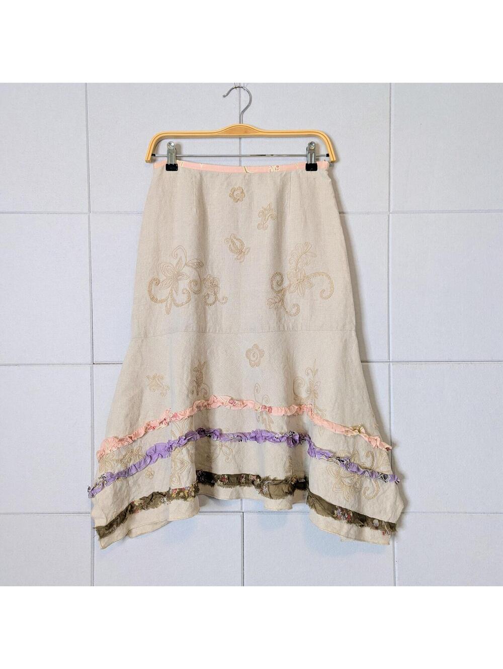 Vintage J. Jill linen & silk fairycore midi skirt